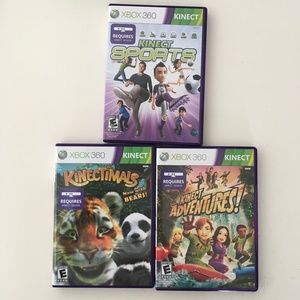 XBOX 360 KINECT 3 Game Lot (Sports, Kinectimals, Adventures)